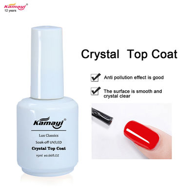ODM 12ml Crystal Top Coat Nail Polish UV da resistência de desgaste